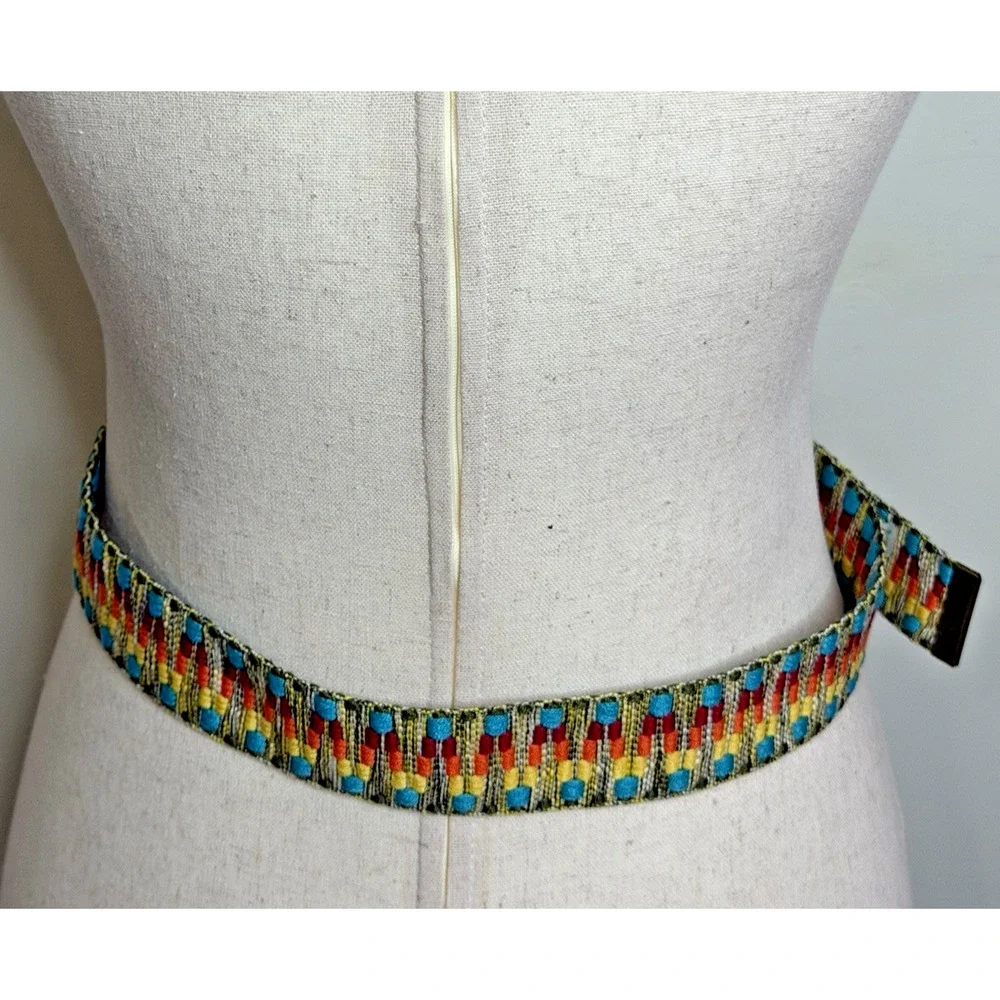 Boho Woven Women's Belt Multicolor Southwest Aztec Bohemian OS Adjustable 40
